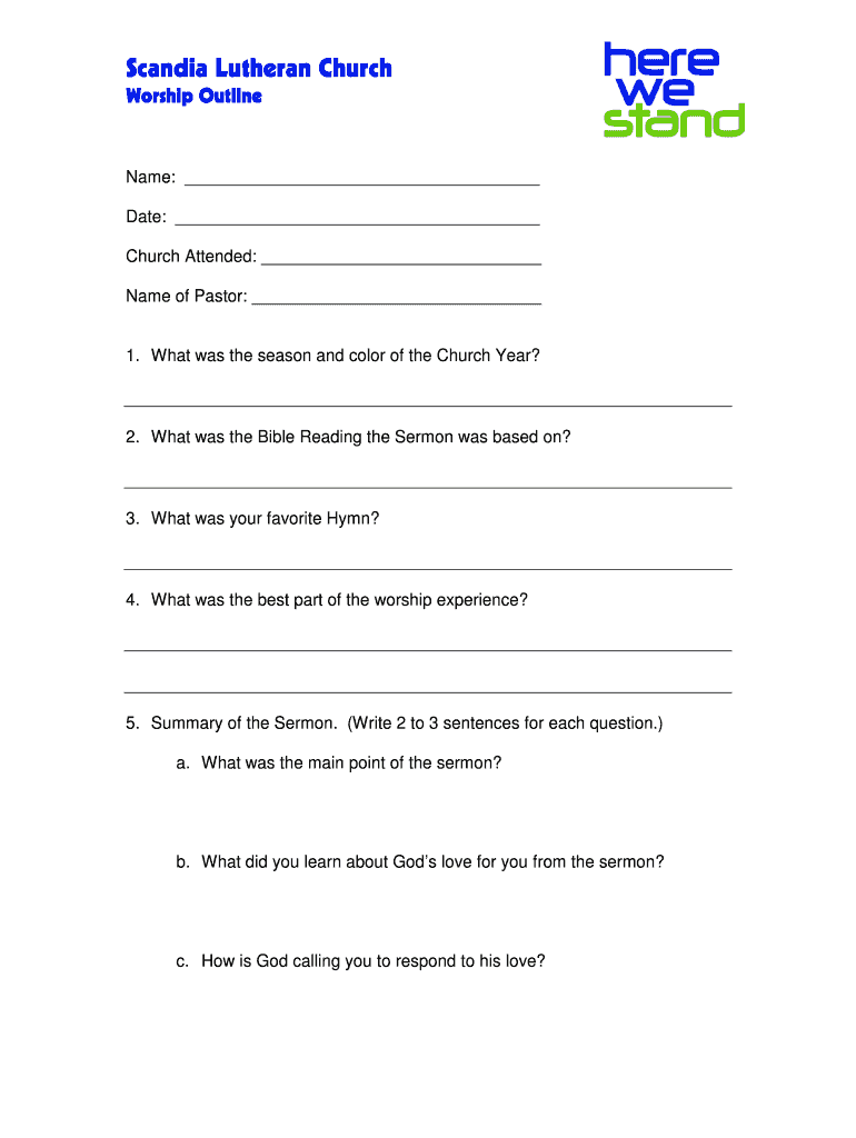 Blank Sermon Outline Template Pdf - Fill Online, Printable For Sermon Notes Template