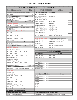 Austin Peay College of Business Bulletin 2009-2010