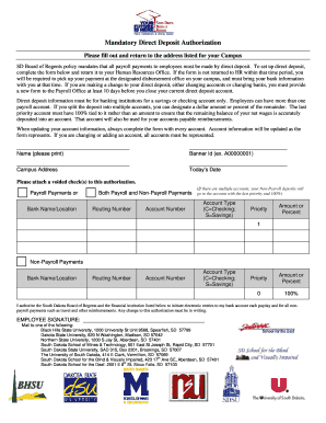 Direct Deposit Form - Dakota State University