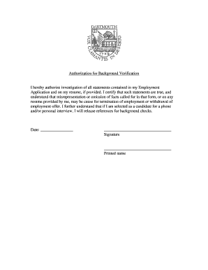 Authorization for Background Verification