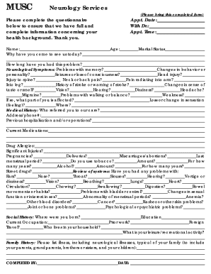 Neurology Services Patient Intake Form