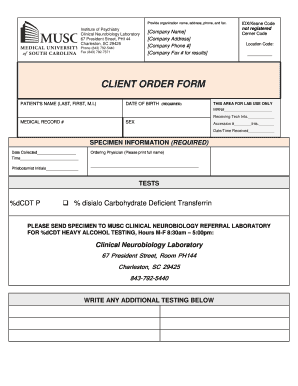 Client Order Form