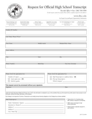 Request for Official High School Transcript