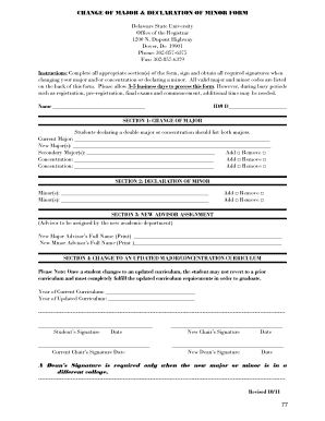 Change of Major and Declaration of Minor Form