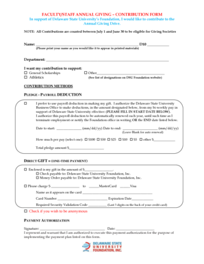 Faculty/Staff Annual Giving Contribution Form