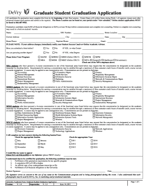 Graduate Student Graduation Application