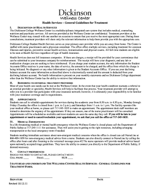 Wellness Center Health Services Guidelines