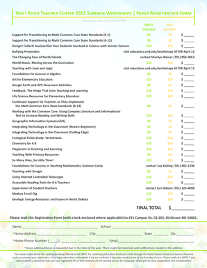 West River Teacher Center 2012 Summer Workshops Paper ... - dickinsonstate