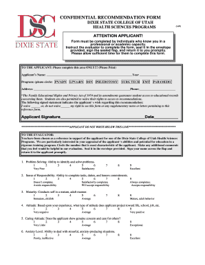 Confidential Recommendation Form