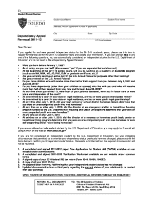 Dependency Appeal Renewal Form