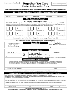 2011 State Employee Charitable Campaign Form