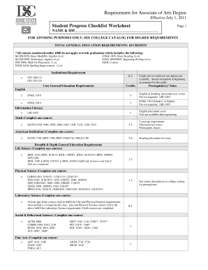 Associate of Arts Degree Requirements Checklist