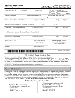 USCIS AR-11 Alien's Change of Address Card