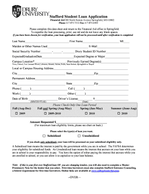 Stafford Student Loan Application Form