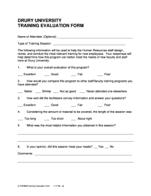 Evaluation of conduct of training fillable form