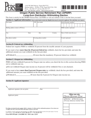 Oregon OPSRP Lump-Sum Distribution Withholding Election