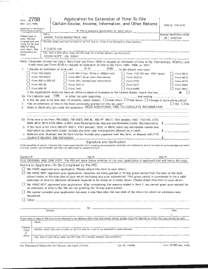 IRS Form 2758 Application for Extension of Time To File