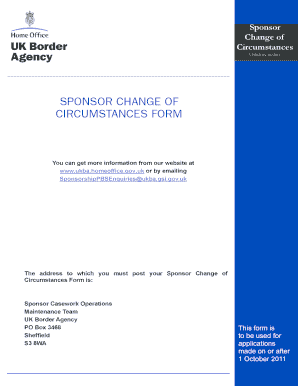 Sponsor Change of Circumstances Form