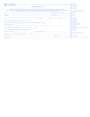 Duquesne University Deposit Confirmation Form