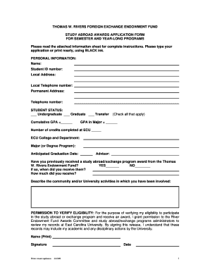 90 day review template word - THOMAS W RIVERS Student Award Application - East Carolina ... - ecu