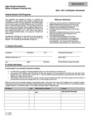 2010-2011 Verification Worksheet