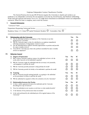 Employee/Independent Contractor Classification Checklist
