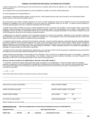 Criminal Background Disclosure Authorization