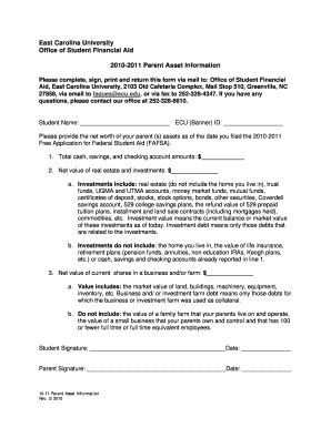 2010-2011 Parent Asset Information Form