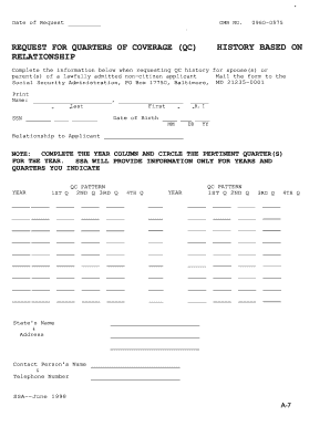 Request for Quarters of Coverage History