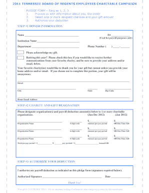 Tennessee Employee Charitable Giving Pledge Form