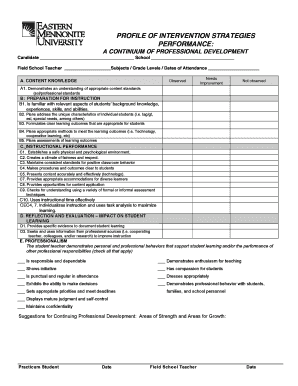 Teacher Practicum Evaluation Form