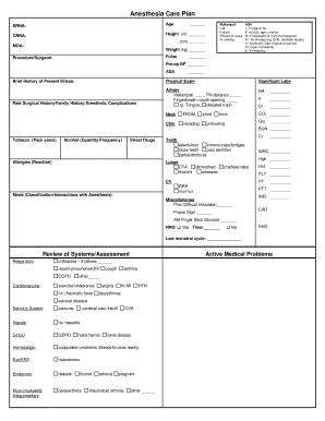 Anesthesia Care Plan