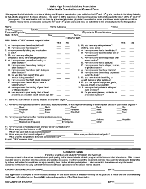 Idaho Health Examination and Consent Form