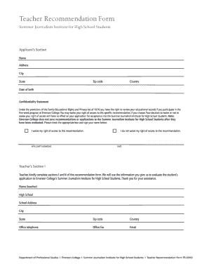 Cedar college admission - emerson teacher recommendation form