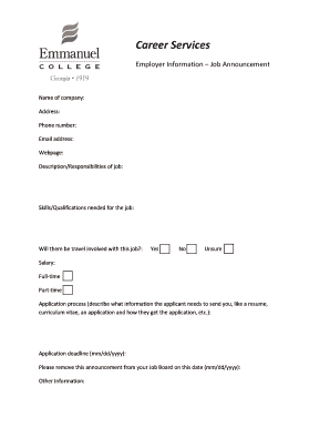 Job Announcement Form