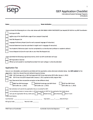 ISEP Application Checklist