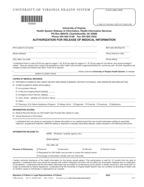University of Virginia Health System Release of Information