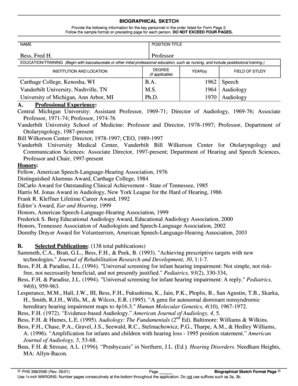 Biographical Sketch Form