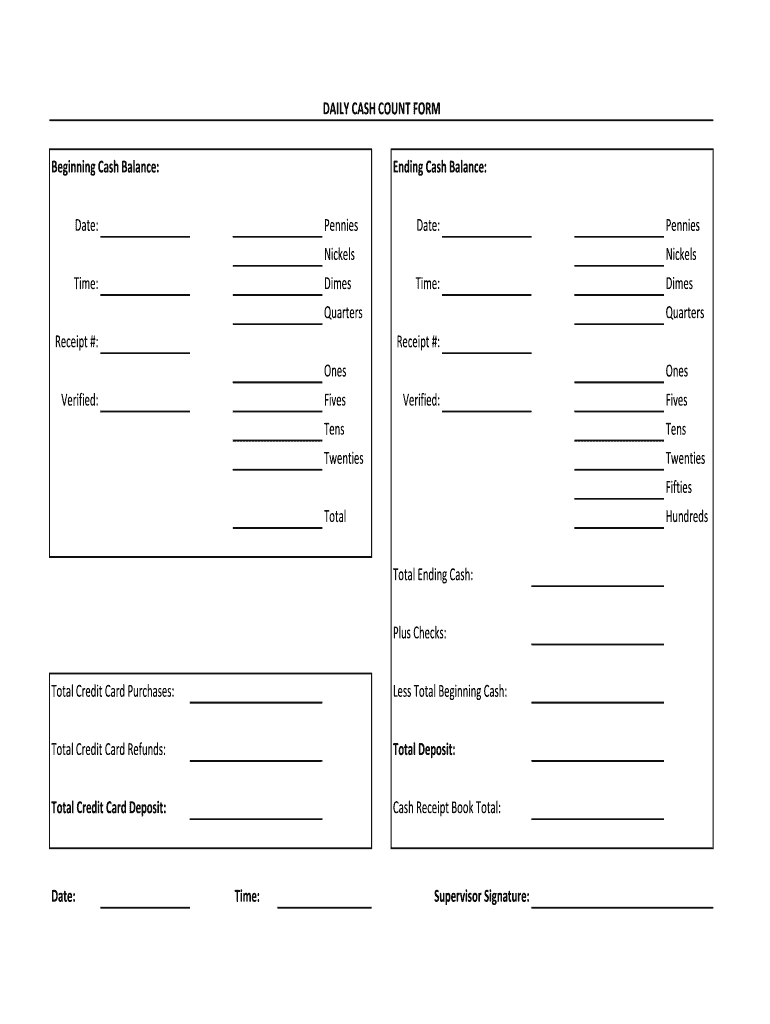 Safe Count Sheet - Fill Online, Printable, Fillable, Blank  pdfFiller With End Of Day Cash Register Report Template