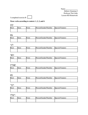 Hebrew Grammar I Homework