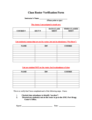 printable roster form