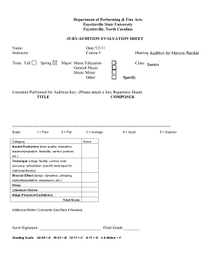 vocal audition evaluation form