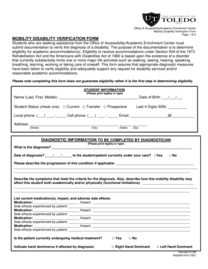 Mobility Disability Verification Form