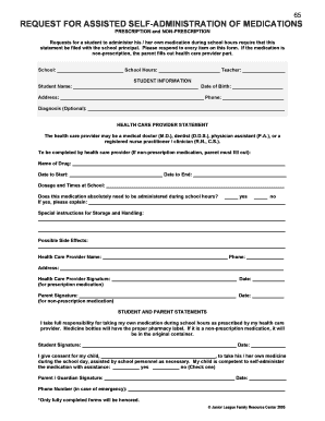 Request for Assisted Self-Administration of Medications