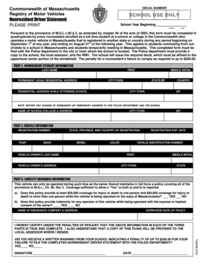 Massachusetts Nonresident Driver Statement