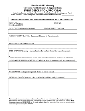 Facility Event Proposal Form 021208 - Florida A&M University - famu