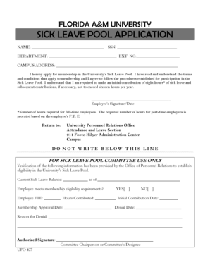 FOR SICK LEAVE POOL COMMITTEE USE ONLY - Florida A&M ... - famu