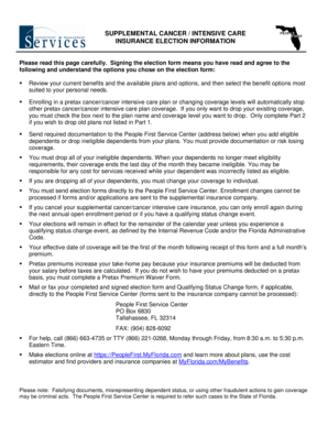Supplemental Cancer Intensive Care Insurance Election Form