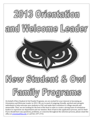 ORIENTATION AND WELCOME LEADER POSITION DESCRIPTION - fau