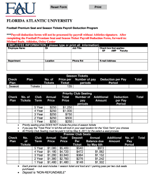 Football Tickets Payroll Deduction Form 2 2 - fau